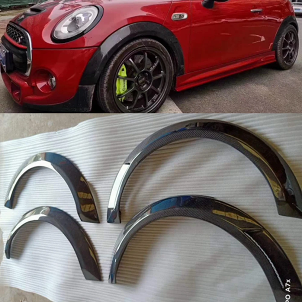 For BMW Mini F56 F55 Cooper S 2014-2021 4PCS Car Real Carbon Fiber Wheel Eyebrow Eyelids Fender Arches Flares Trim Cover Sticker