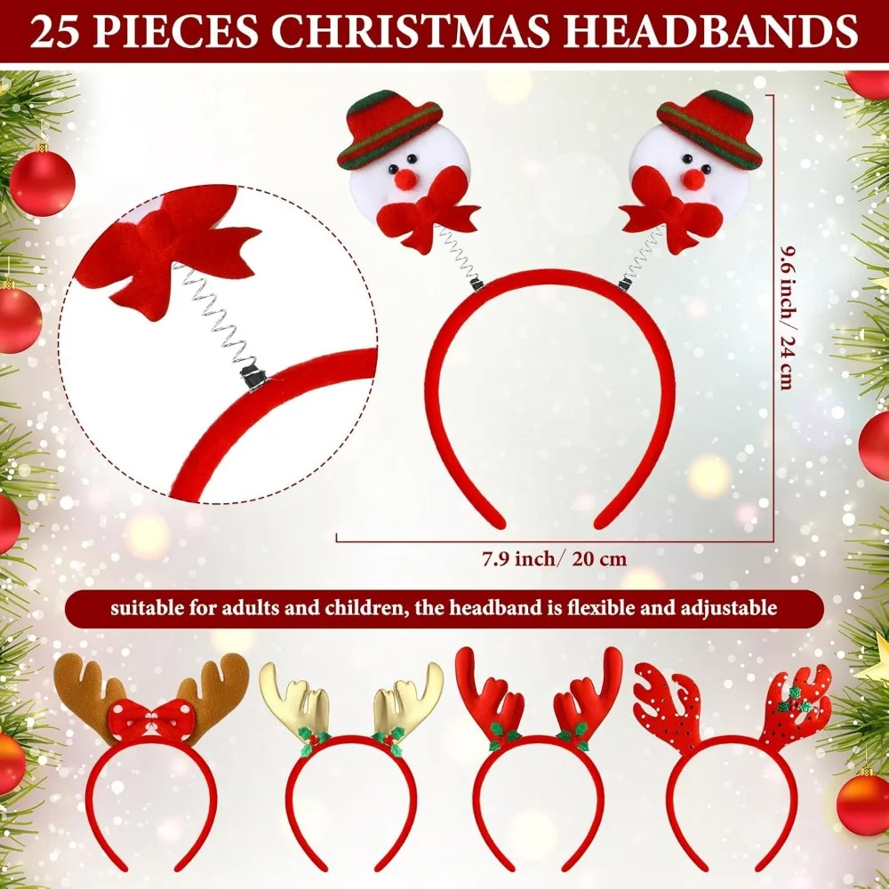 100 Pcs Christmas Headbands Xmas Party Costume Headbands Christmas Parties Favors