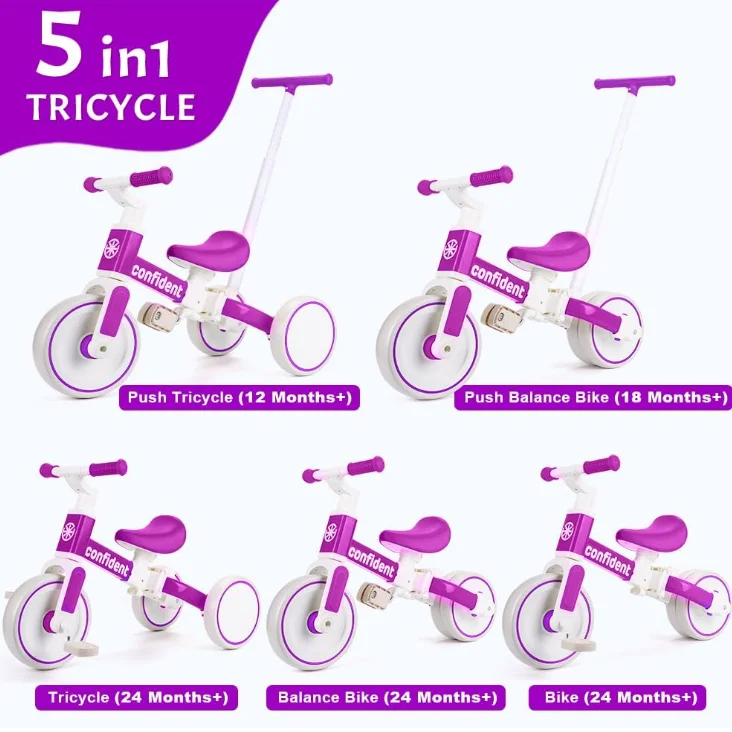 Tricycles for 1-3 Year Olds, 5 in 1 Toddler BalanceBike