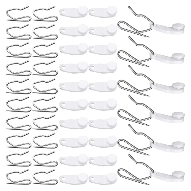 160Pieces Curtain Hooks Set 80Pcs Replacement White Plastic Track Gliders 80Pcs Metal Curtain Pin Hooks for Window Door