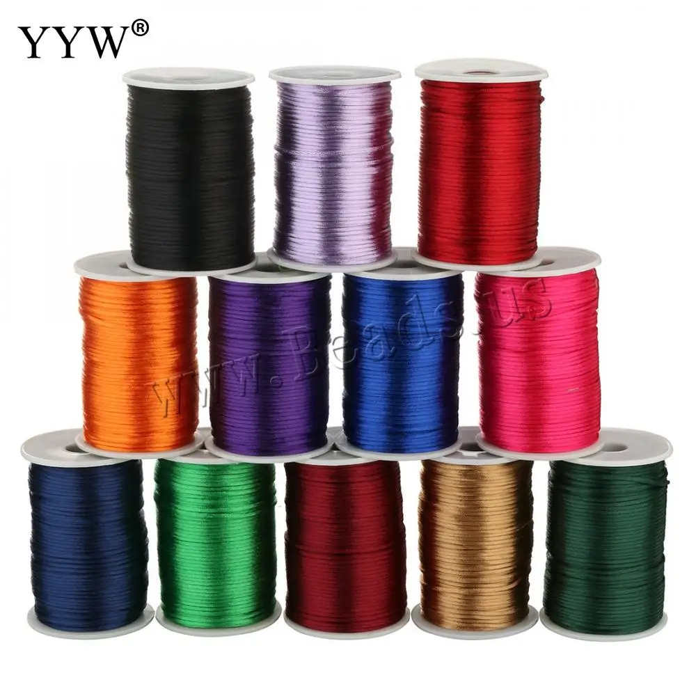 23PCS Wholesale 2mm Strong Braided Macrame Silk Satin Nylon Cord Rope DIY Making Findings Beading Thread Wire DIY String Line