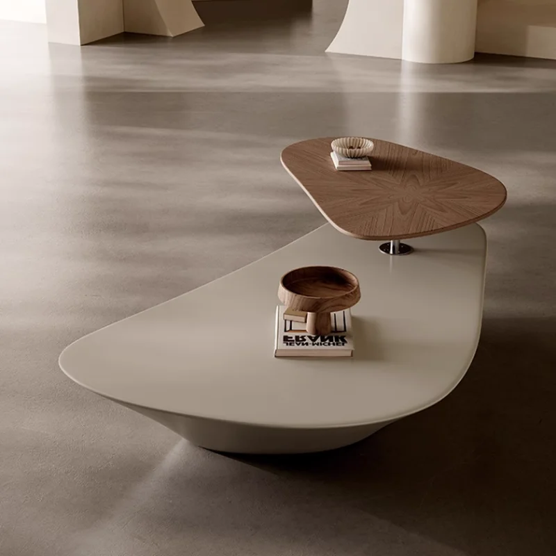 Modern Minimalist Special-Shaped Rotating Tea Table Italian Living Room Charming Style Creative Oval Tea Table