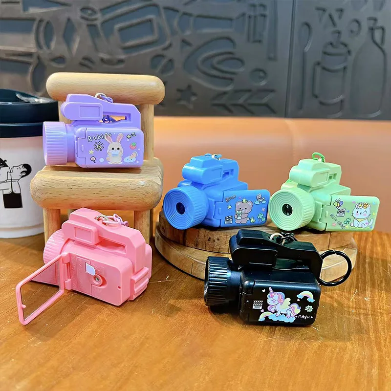 Cute Animal Rocket Astronaut Pig Rabbit Projection Keychain Flash Simulation Camera Bear Flower Cat Rainbow Unicorn Keys Chain