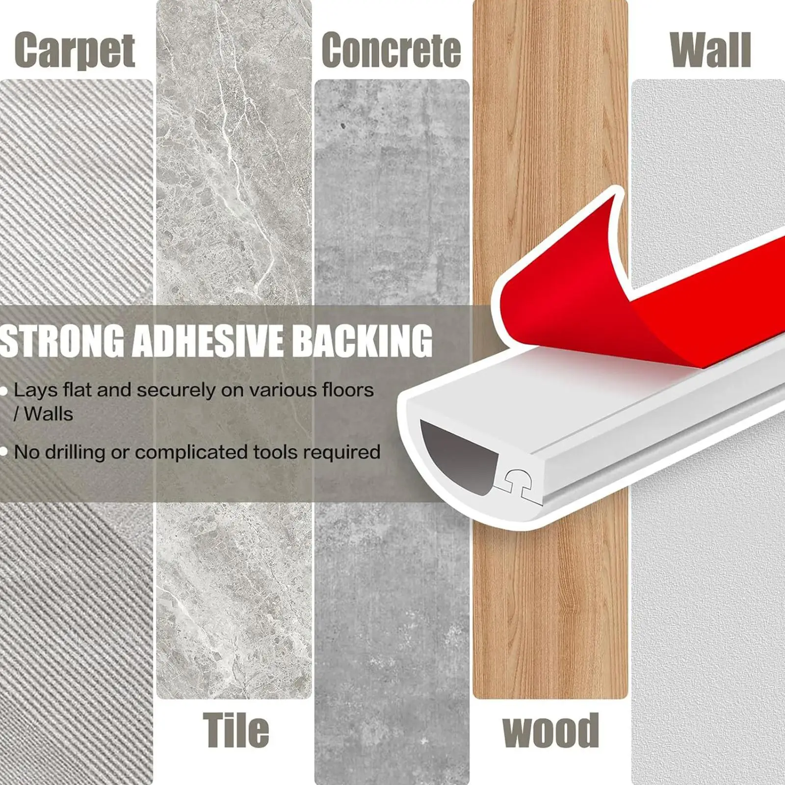 Cable Hider PVC Cord Concealer Wear Resistant Electric Wire Cover Easy Install for Organizer Cables Desk and Home