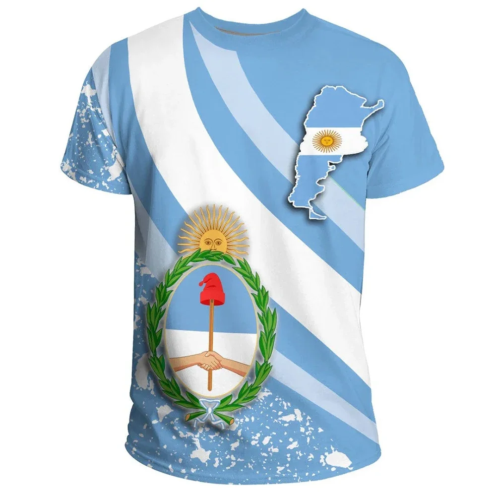 

Argentine flag badge 3D printed men's and women's casual oversized short-sleeved O-neck T-shirt top clothing