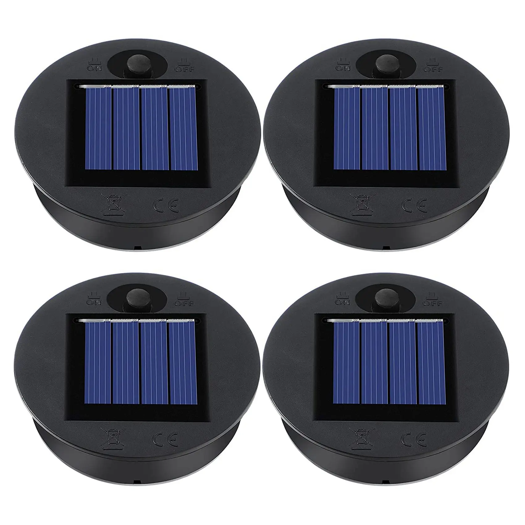 4 Pieces Replacement Solar Light Tops Outdoor Hanging Lantern Light Solar Light Parts Round Solar Lights Waterproof