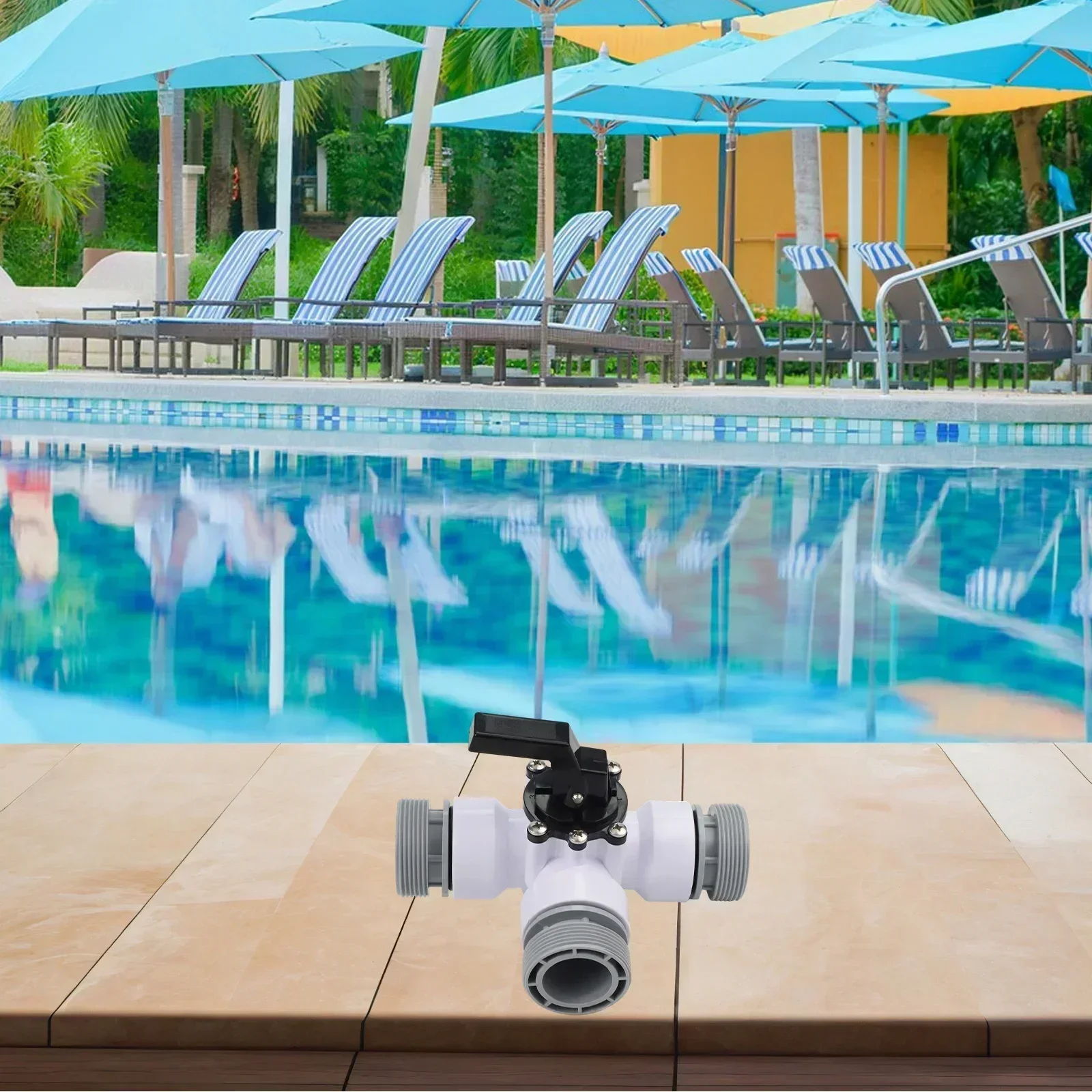 3 Way Pool Pump Valve Boiler Water Flow Control 3-Way Shutter Valve Compatible With Pool Equipment Easy Installation