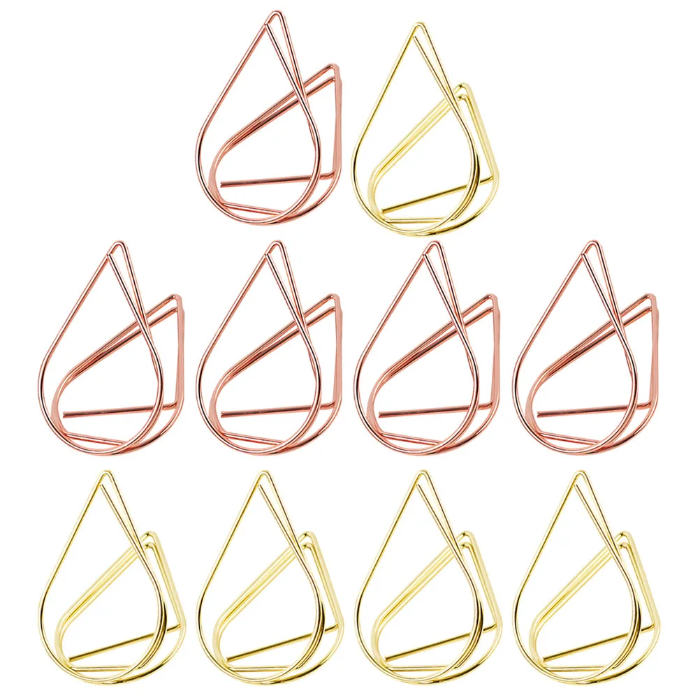 

10pcs Photo Clips Rose Gold Place Card Holders Table Number s Steel Wire Water Drop Shape Wedding Decorations