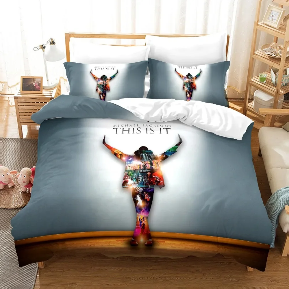 3D-gedrucktes Michael Jackson Bettwäsche-Set, Bettbezüge, Kissenbezüge, Tröster, Bettwäsche-Set, Bettwäsche, Textil, Zuhause, Königin, König, Einzelbett – Detail 3