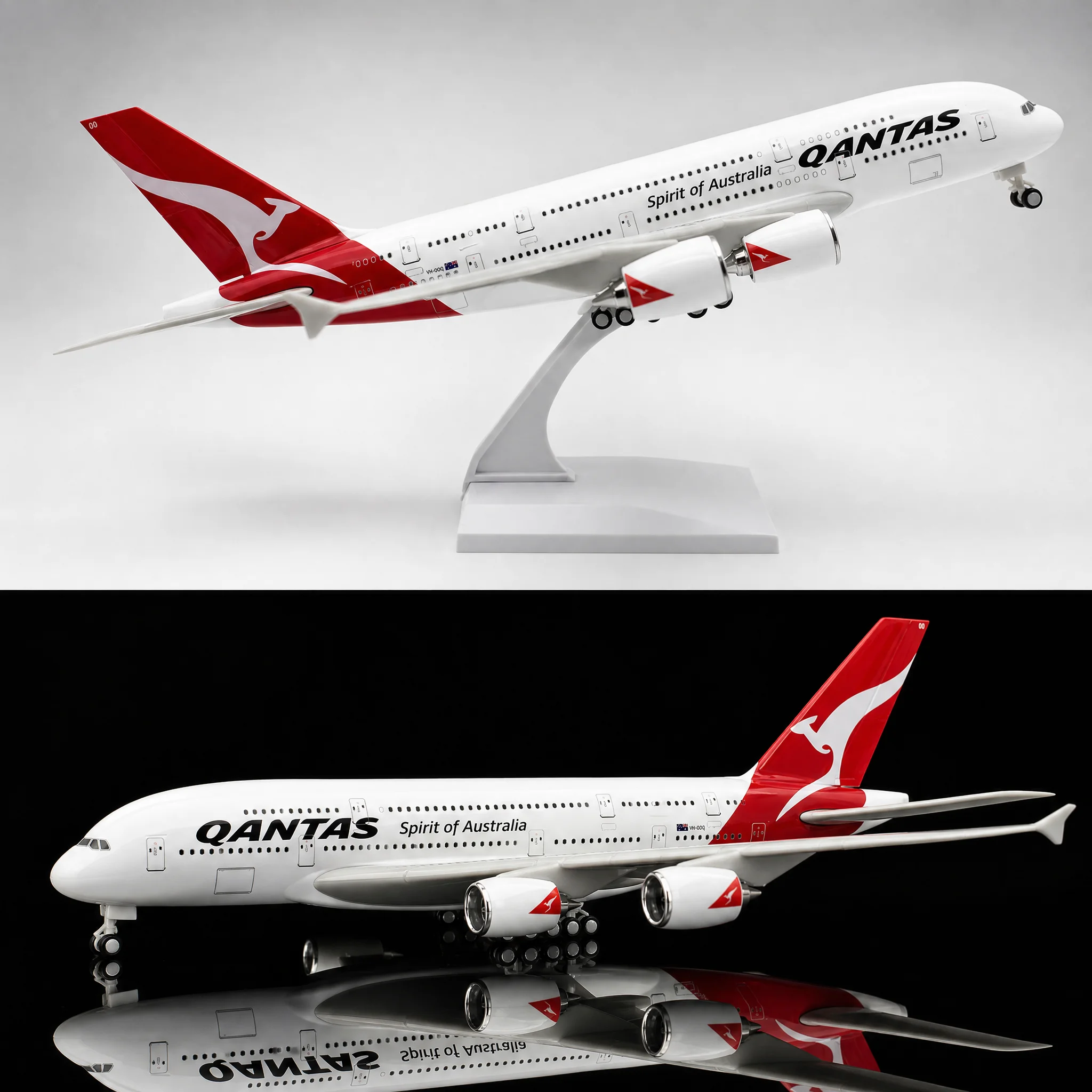 30cm Qantas Airways A380 Miniature Airplane Model Kit Diecast Aircraft Resin With Stand For Aviation Gift or Home Decoration