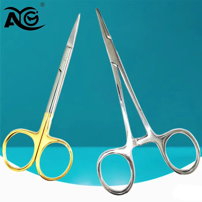 

AG 1Pcs Dental Needle Holder Plier Reusable Stainless Steel Gold Plated Handle Orthodontic Forcep Surgical Instrument Tools