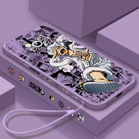 Japanese One Piece Anime Liquid Left Rope For Xiaomi Mi Poco X6 X5 X4 X3 M6 M5 M5S M4 M3 F5 F4 F3 Pro 5G Back Phone Case