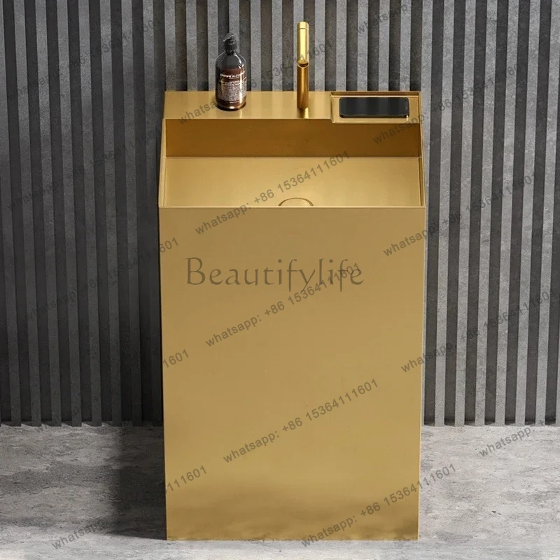 

LXЗолотая раковина-колонна из нержавеющей стали, встроенная раковина от пола до потолка, уличный двор, уличная раковинаSSS