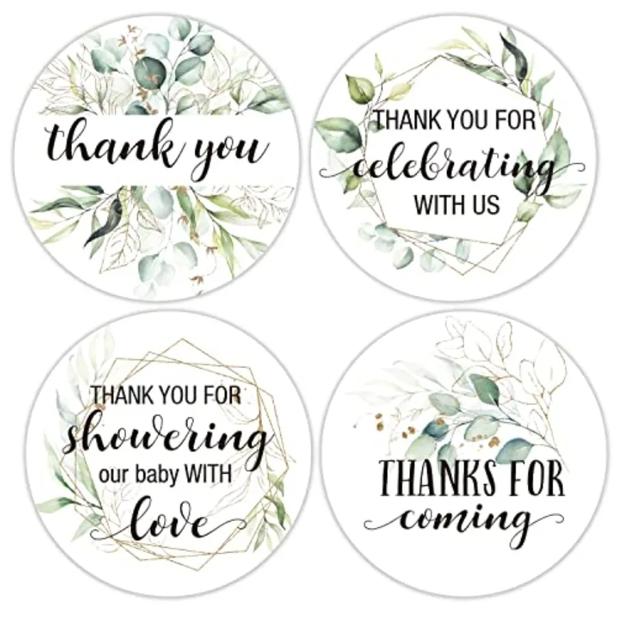 

2" Round Greenery Thank You Favor Stickers- Thank You Labels for Wedding Bridal Shower Baby Shower Small Business Bakeries Hand