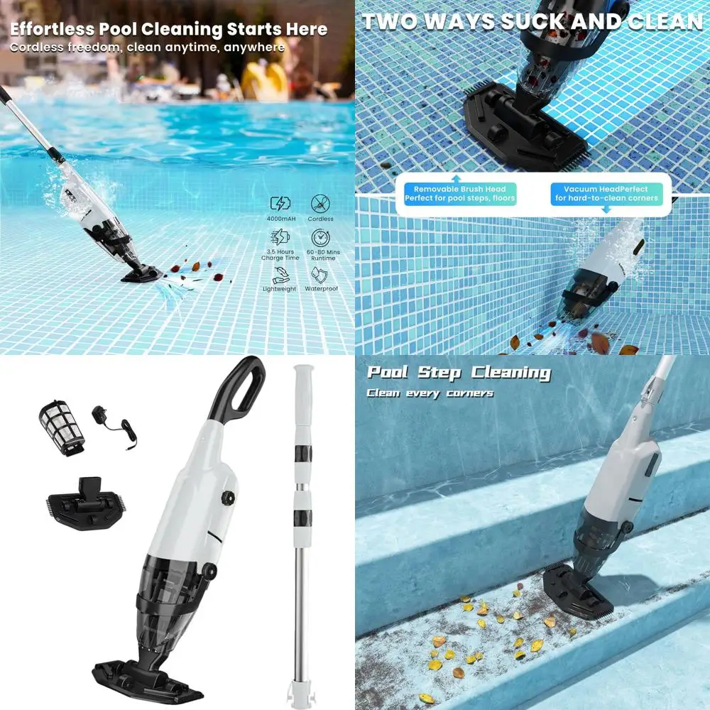 

90-Minute Runtime Above Ground and In-Ground Pool Vacuum Cleaner with 69 Pole and Spa Cleaning Capability in Misty Grey