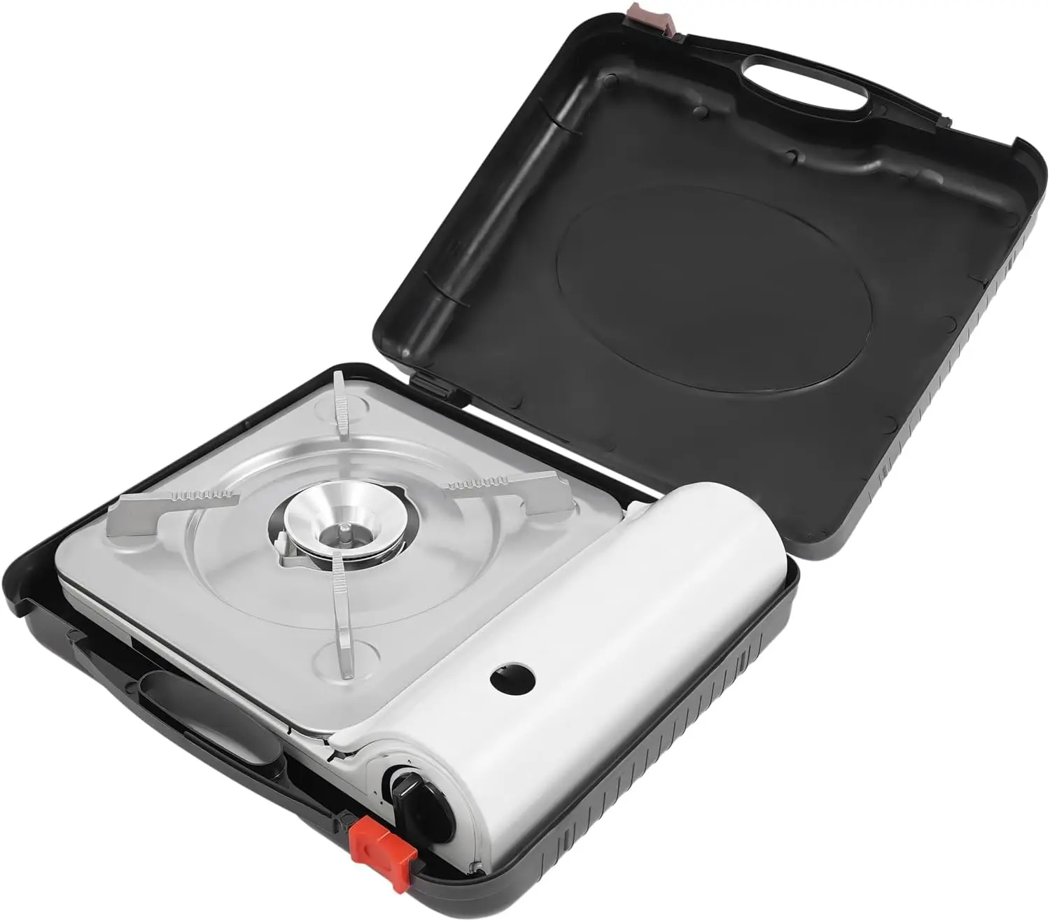 Grill na butan z obudową, przenośny grill kempingowy idealny do gotowania na świeżym powietrzu/kempingu/wycieczek samochodowych, paliwo nie jest dołączone.