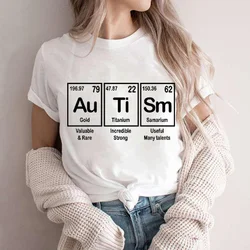 Autism Aware T Shirt Autism Periodic Table Tshirts Autism Awareness T-shirt Women's T-Shirt Harajuku Graphic Women Clothing