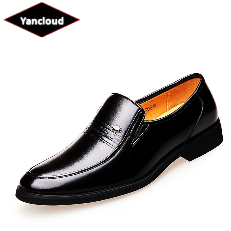 Breathable Comfortable Men's Formal Dress Shoes Spring Summer 2026 Square Heel Soft Leather Shoes Business Decent Office Shoe