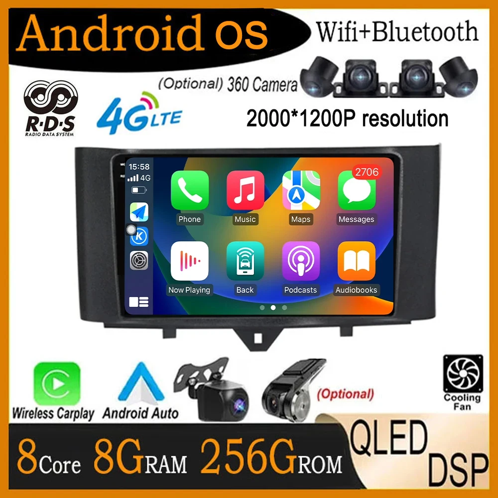 9 lnch For Mercedes Benz Smart Fortwo 451 2010 - 2015 Car Radio Video Player Multimedia GPS Navigation Stereo Auto Touch Screen