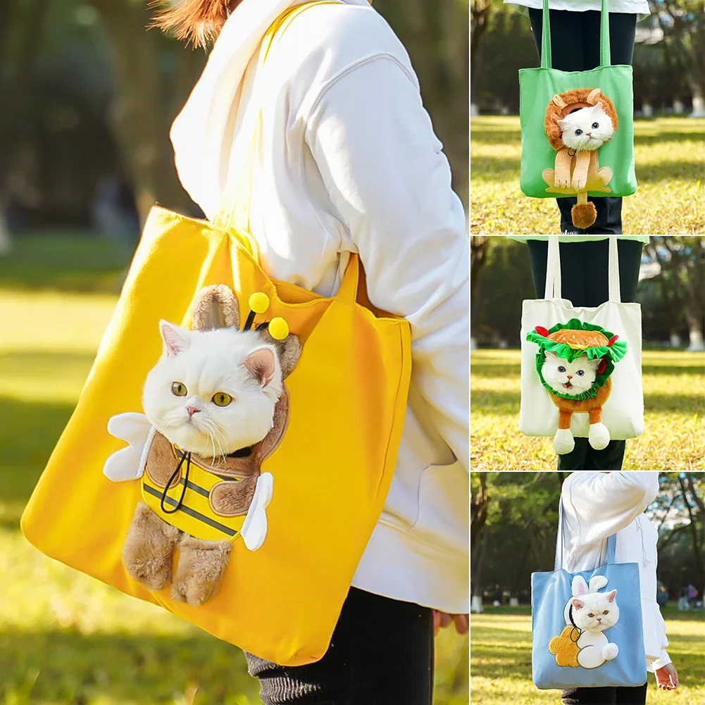 Summer Pet Shoulder Bag with Bee Animal Shape Exposed Pet Storage Bag Outdoor Travel Shopping Small Dog and Cat Handbag Pets Bag