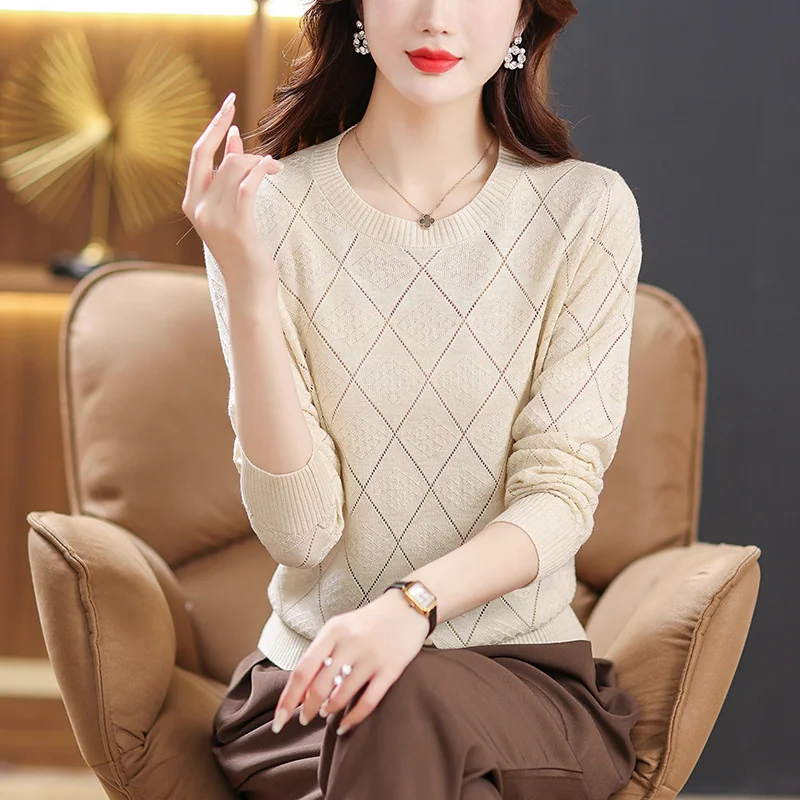 Nouveau automne femmes pull pull nouveau solide col rond à manches longues tricoté hauts femme hiver bas pull pull femmes vêtements