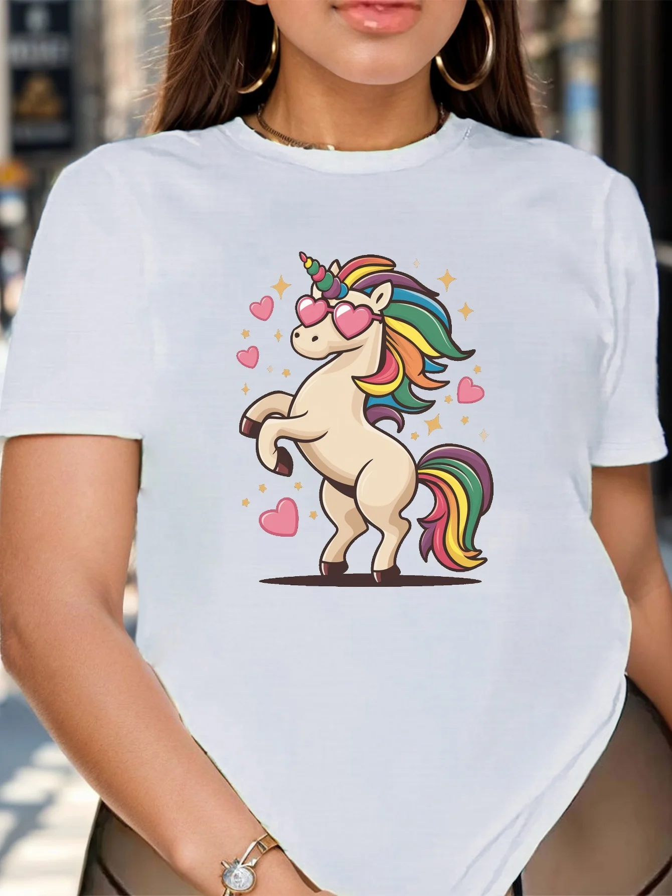 Playful Rainbow Unicorn Women's Comfit T-shirt  Women's Clothing Ports and Summer