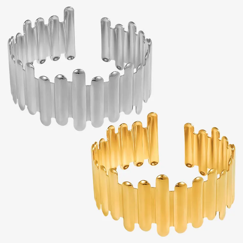 1/2 Stuks Roestvrijstalen Vrouwen Onregelmatige Getextureerde Open Manchet Armband Bamboe Bladeren Oor Van Tarwe Gehamerd Dikke Mannen Armband Sieraden