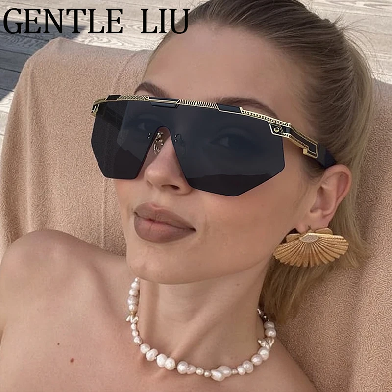 

Oversized Y2k Punk Shield Sunglasses Women 2025 Luxury Brand Fashion One-Piece Irregular Sports Sunglass Outdoor Goggles Shades