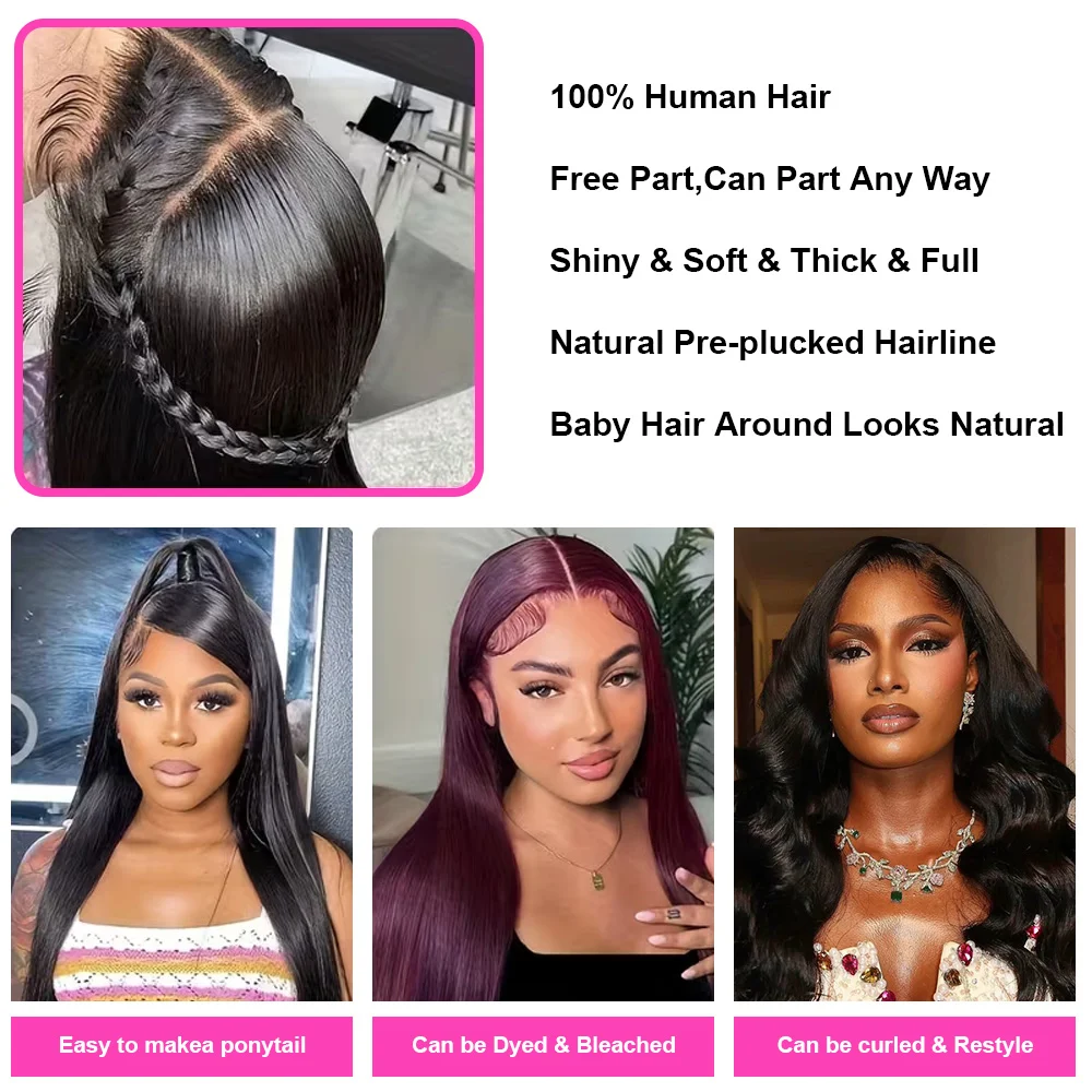 Wear And Go 5x5 Straight Glueless Wig 100% Human Hair Wig 13x6 Lace Front Human Hair Wig Brazilian 13x4 Lace Front Closure Wigs For Black Women Preplucked image 4