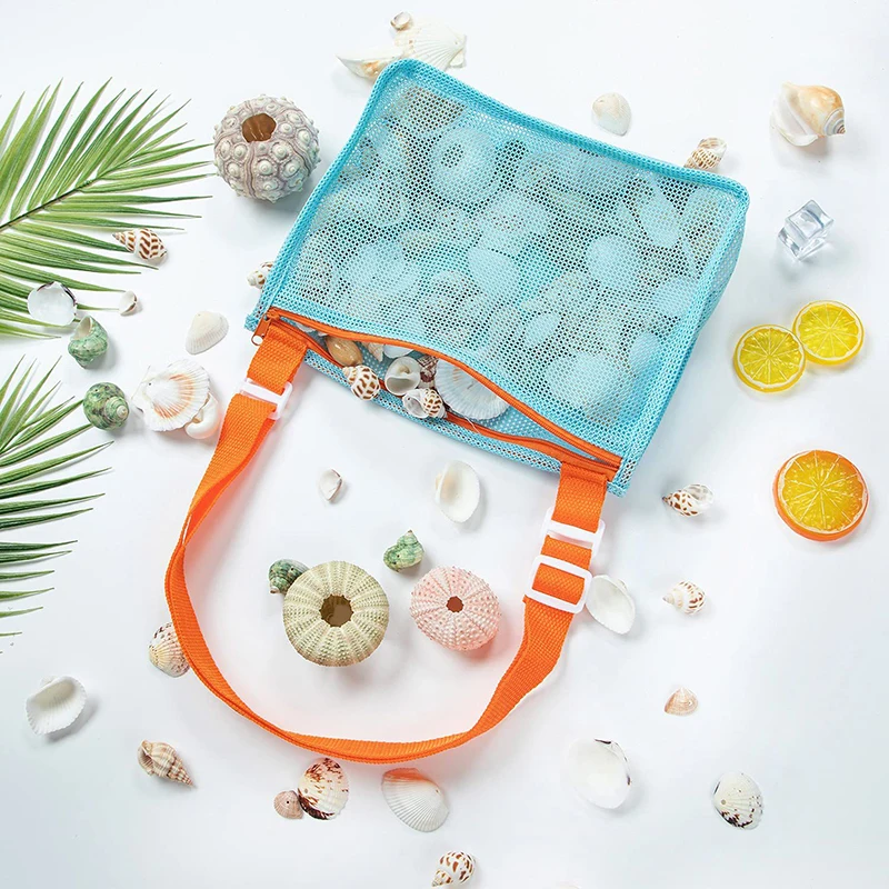 1Pc Beach Toy Mesh Bag Kids Shell Storage Bag Beach Toy Seashell Bag Mesh Pool Bag Sand Toys Swimming Accessories