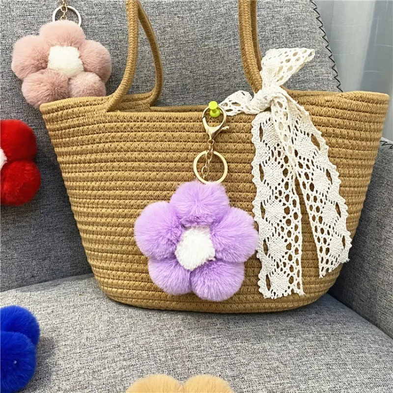 LLavero de peluche de flores para mujer y niña, accesorio colgante de 16cm para bolso de coche, decoración de habitación, regalo creativo