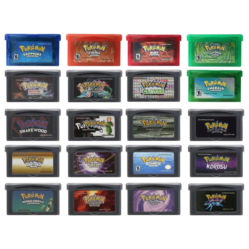 Pokémon GBA Game Cartridge FireRed LeafGreen Ruby Sapphire Emerald Snakewood Clover for GBA SP Retro RPG Game Collection Gift