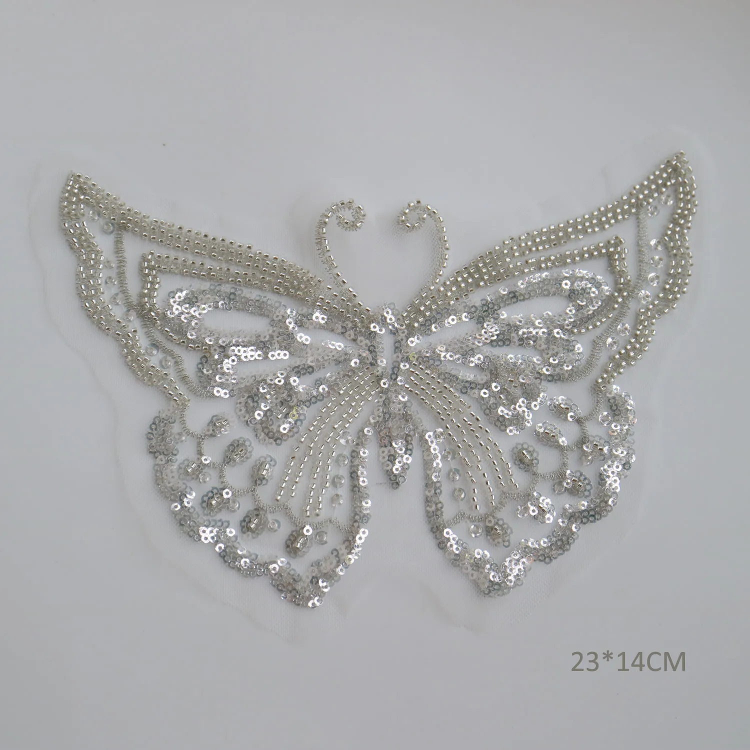 1pc sequins butterfly beaded lace appliques for wedding dresses Rhinestone lace appliques patches Embroidery patch lace flowers