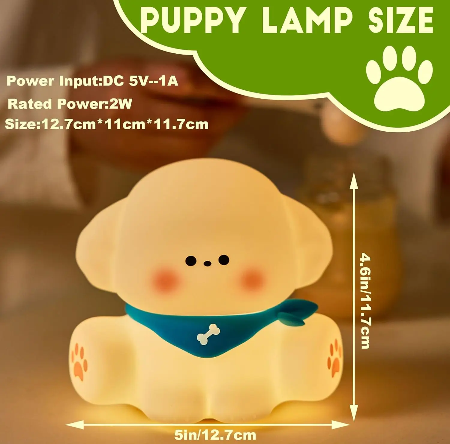 Cute Dog Night Light Portable Sleeping Lamps Silicone Animal Nightlights Dimmable Nursery Bedside Lamp for Baby Kids Gift Decor