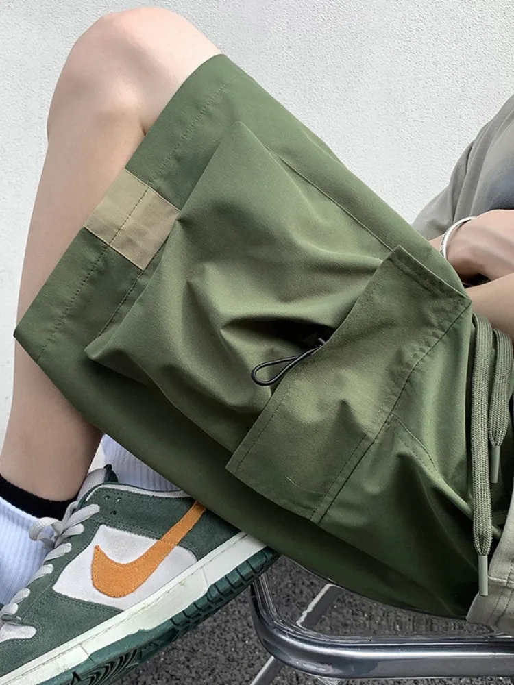 

Casual Workwear orts Men's Summer Loose Five-Quarter American Functional Sle Straight Leg Trendy Mid-Thigh Length