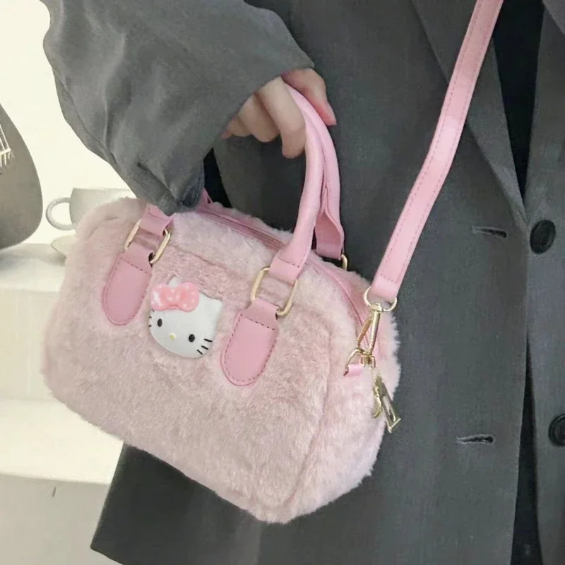 Sanrio Hello Kitty Autumn and Winter High-quality Plush Cartoon Handbag Kawaii Fashion Plush Senior Cartoon Messenger Bag New