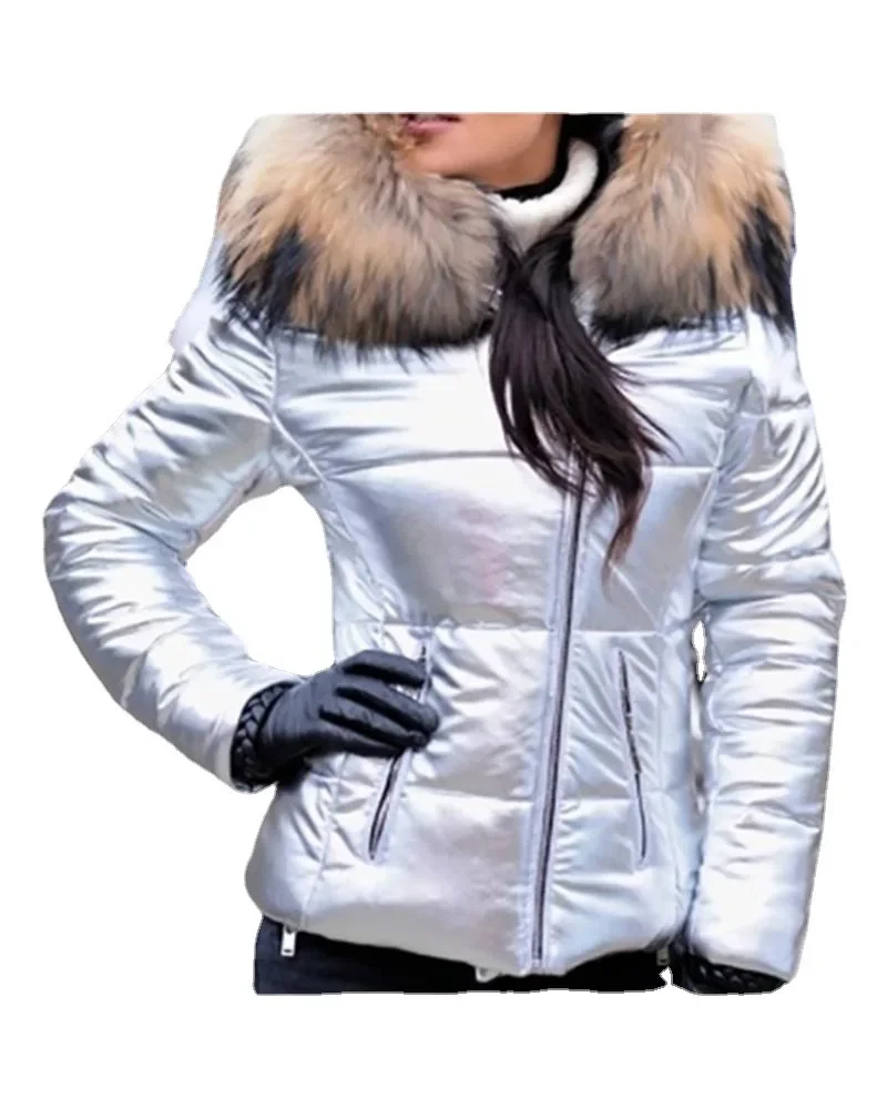 Autumn Winter New Women\'s Cotton-Padded Down Cotton-Padded Coat Short Hooded Parka Cotton-Padded Coat