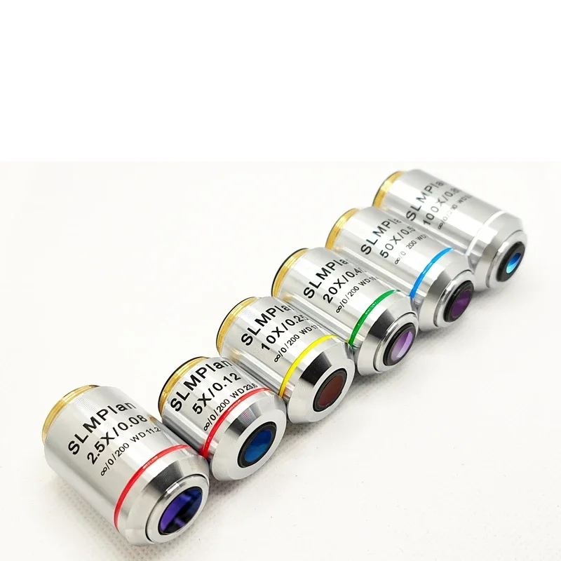2.5X 5X 10X 20X 50X 100X Infinity Objective Lens Long Working Distance Flat Achromatic Microscope Objective Lens