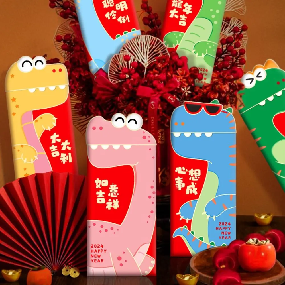 Sobres rojos de Año Nuevo Chino, sobres de dinero de la suerte Hongbao, paquete rojo para decoración de festivales de primavera, 6 piezas, 2024