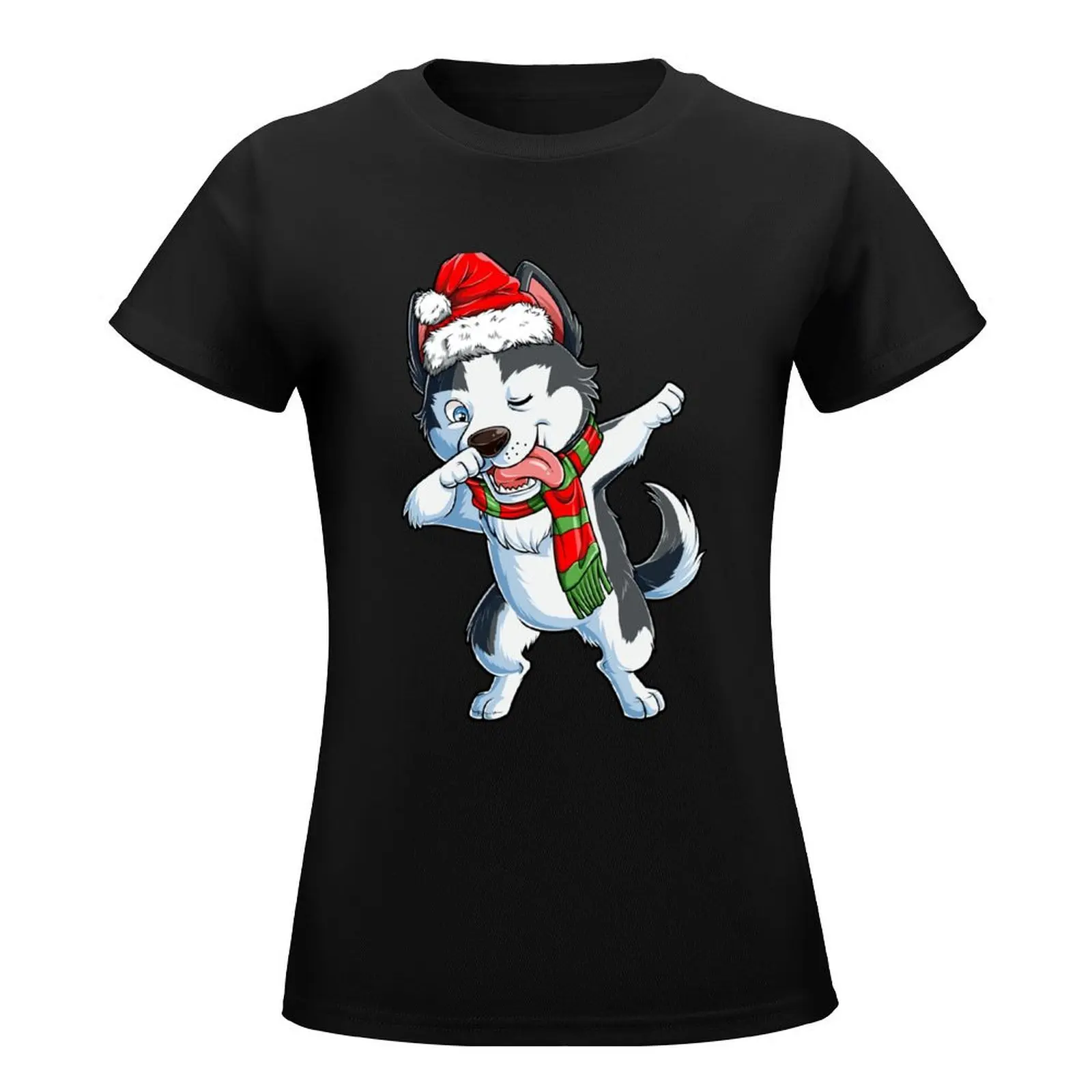 Dabbing Siberian Husky Santa T Shirt Christmas kids Gifts T-Shirt anime kawaii clothes t-shirt dress for Women graphic