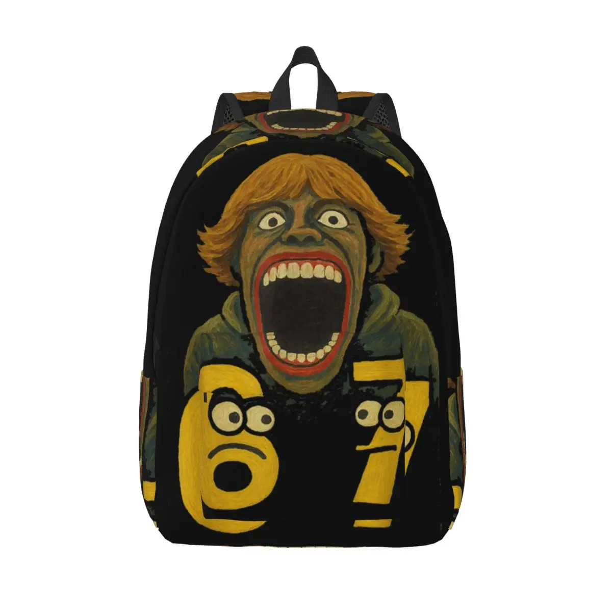 67 Six Seven 6 7 Meme Design Funny Backpack Middle High College School Student Bookbag Teens Canvas Daypack with Pocket