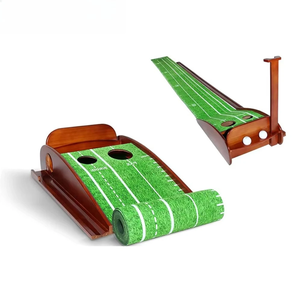 Crystal Velvet Golf Training Putter Mahogany Automatic Return Indoor/Outdoor Sports Trainer Pad Putter Green