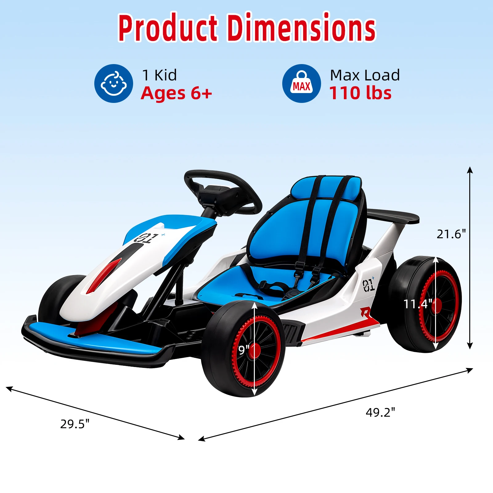 24V Go Kart Ride On Racing Speelgoed voor kinderen 6+ Ride On Drift Kart met 200W*2 Extra krachtige motoren Grote batterij met muziekhoorn