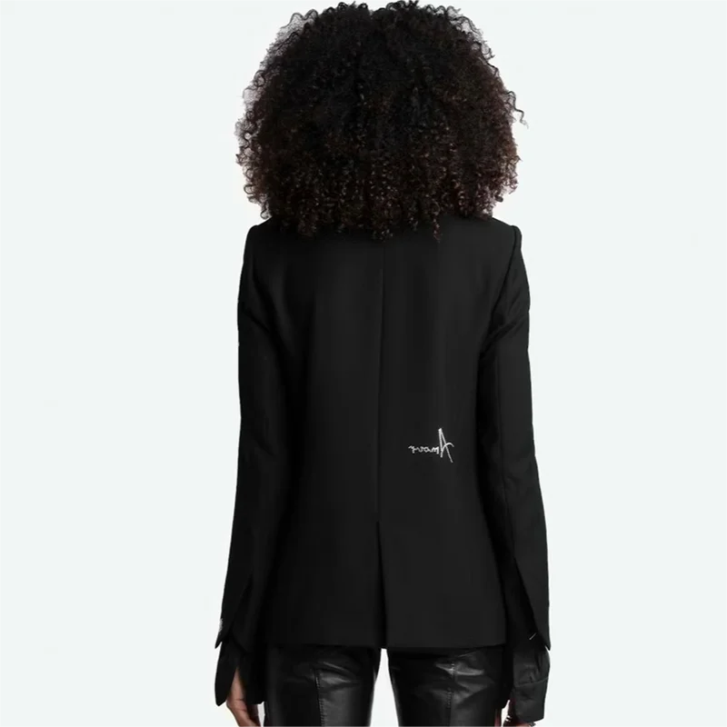 Zadig Blazers informales para mujer, trajes negros con clase para oficina para mujer, nueva moda, estampado en caliente, estampado elegante con botones y bolsillo, Blazers para mujer