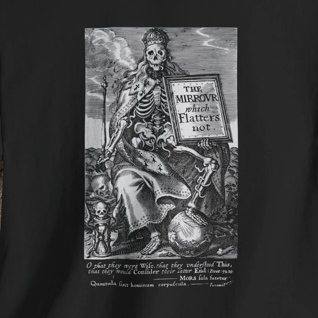 The Mirror Which Flatters Not Vintage Engraving Print Memento Mori Unisex Tshirt Graphic T Shirts Retro Streetwear High-quality