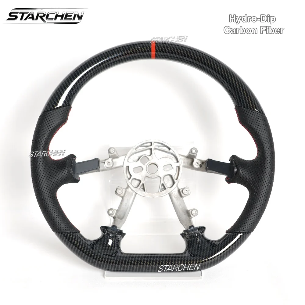Full Leather or Hydro-Dip Carbon Fiber Steering Wheel for Chevrolet Corvette C5 Z06 Zr1 1997-2004 Red/Blue/Yellow Line Non-heated