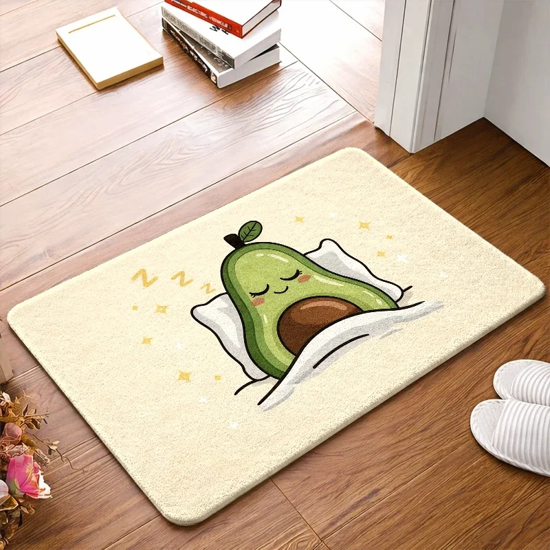 1pc, 2pcs, 3pcs Adorable Avocado Sleep Design Flannel Mat, Non-Slip Rubber Base, Long-Lasting &, Washable in Machine, Suitable for Indoor & Outdoor Use