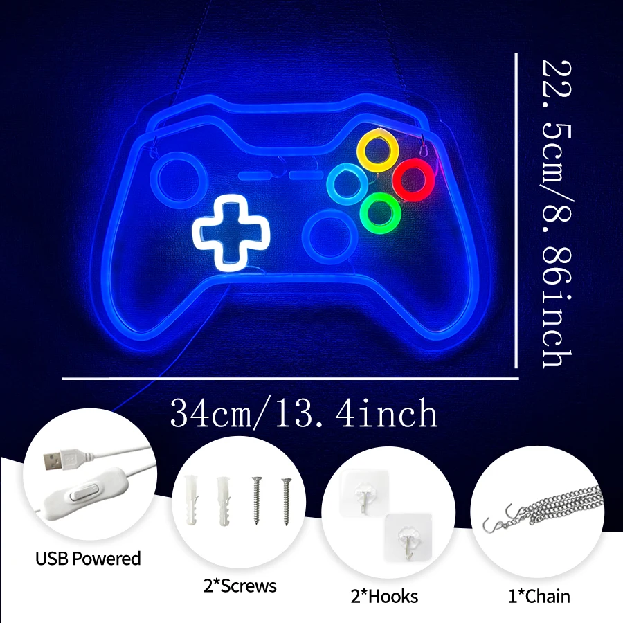 Gamer Neon Sign, Game Controller LED Sign for Gaming Room Decor - Game Neon Sign for Teen Boy Room Decor - Best Gamer Gifts
