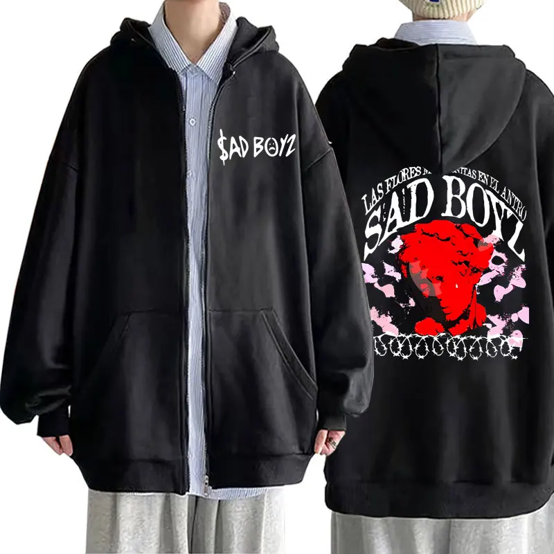 

Singer Junior H Sad Boyz Album Graphic Zip Up Hoodie Unisex Fashion Oversized Jacket Men Women Hip Hop Harajuku Zipper Hoodie