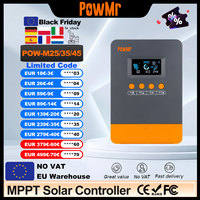 PowMr EU MPPT 45A 35A 25A Solar Charge Controller 12V 24V Auto 100V Panel Regulator Regulator Lead-acid/Lithium Battery Bank
